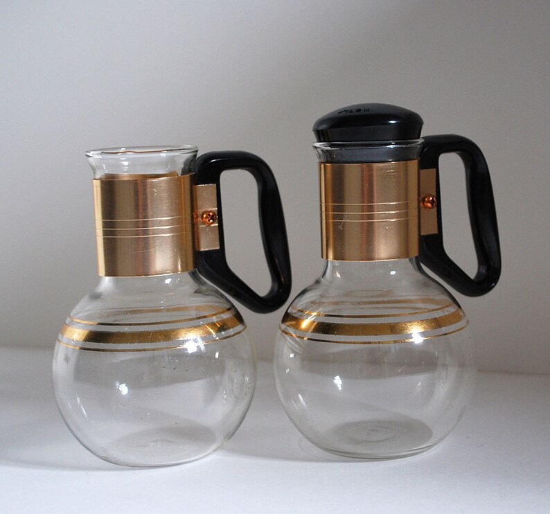 Pair Vintage Glass Mini Carafes Silex Coffee Servers Pitchers Etsy