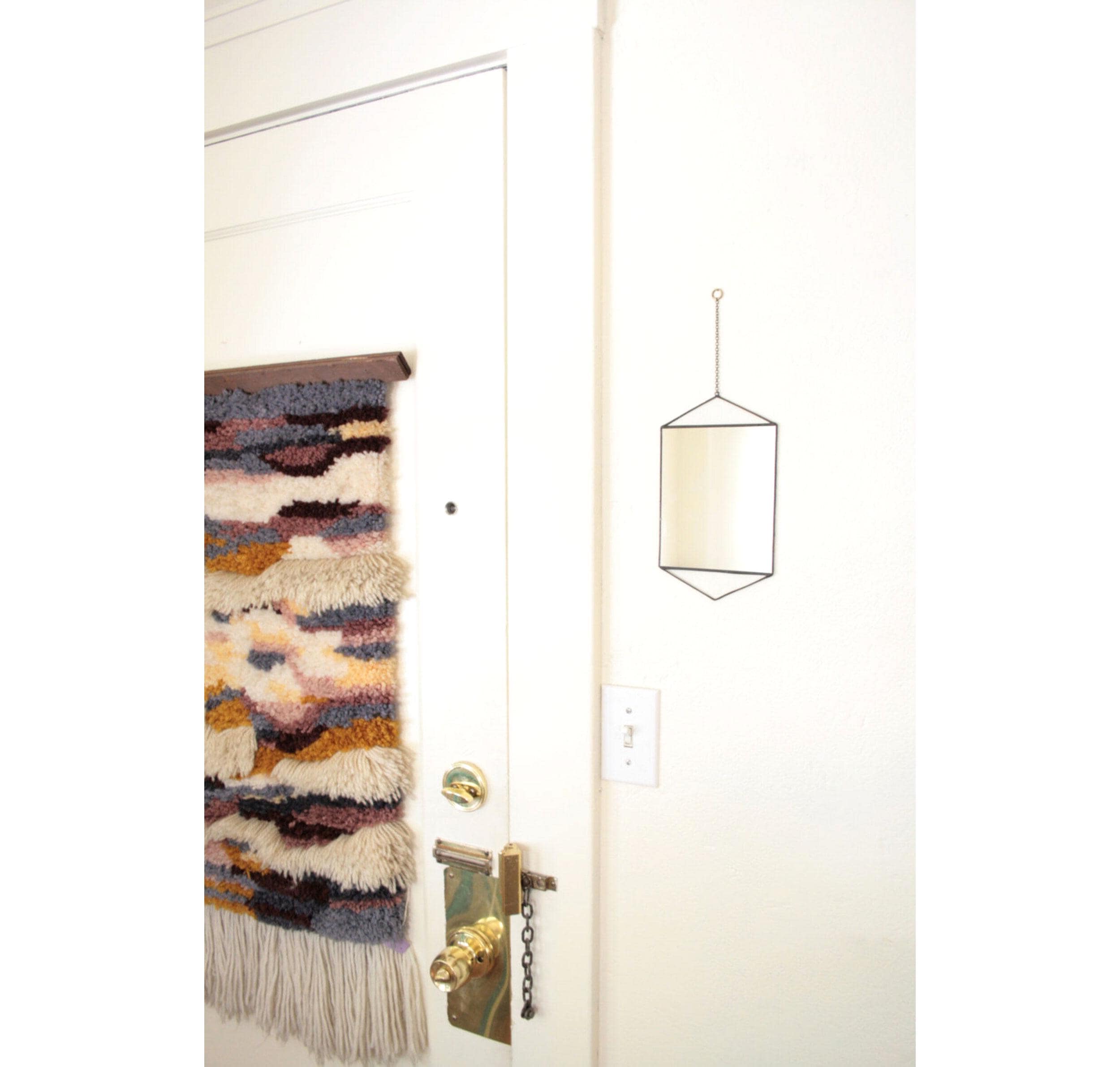 Geometric Hanging Mirror Chain Boho Glass Angular Wall Decor Home