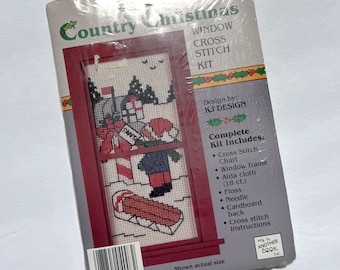 Unopened Vintage Red Plastic Cross Stitch Kit Santa Claus Picture Frame NIP Christmas Holiday