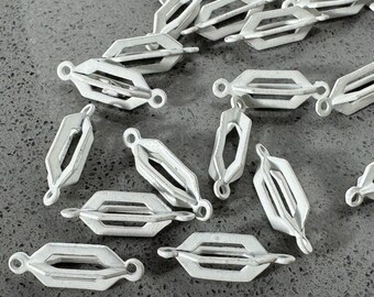 Lot of 23 Vintage White Metal Connector Beads Geometric MCM