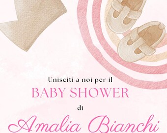 Invito per baby shower modificabile Gender Revel rosa blu Oh Baby, invito per baby shower Lui o Lei, invito per baby shower rosa oro blu, BBS878 - Italia