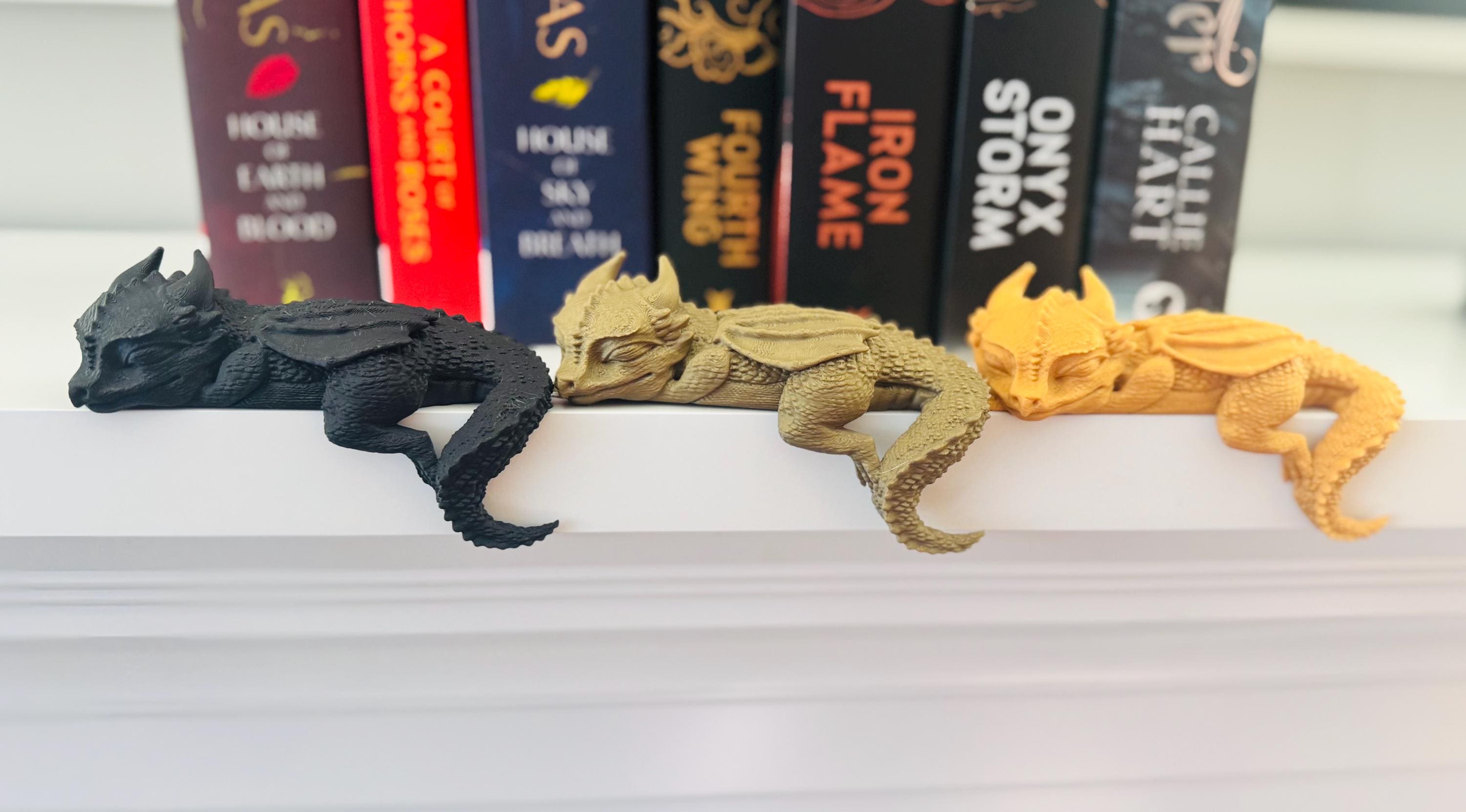 Sleeping Baby Dragon Shelf Sitter Tairn and Andarna Fourth Wing Bookish Gift Book Accessories Book Decor 3D Print Fantasy lovers gift