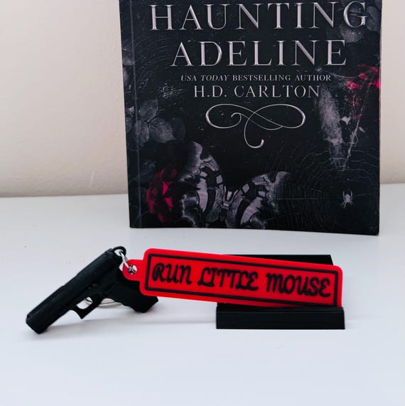 Run Little Mouse Keychain: Haunting Adeline Inspired Gun, Dark Romance Gift