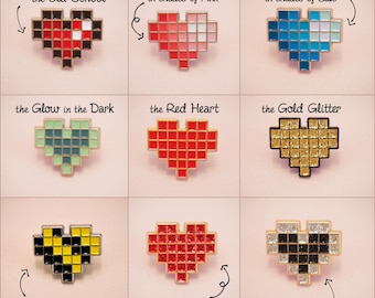 Pin esmaltado de corazón pixelado de videojuegos retro, accesorio clásico para gamers de 8 bits