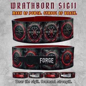 Wrathborn Sigi Berserk Anime - Ceinture à levier de gymnastique 10 mm pour squats et dynamophilie - Boucle noire réglable | Engrenages ForgeFit