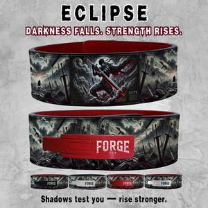 Ceinture d'haltérophilie Anime - Ceinture de gymnastique à levier Eclipse 10 mm pour homme avec boucle rouge réglable pour soulevé de terre et dynamophilie - ForgeFit