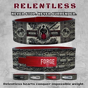 Ceinture de soulevé de terre Anime - Ceinture d'haltérophilie à levier Berserk 10 mm pour squats et dynamophilie | Boucle rouge réglable - ForgeFit Gears - S à 3X