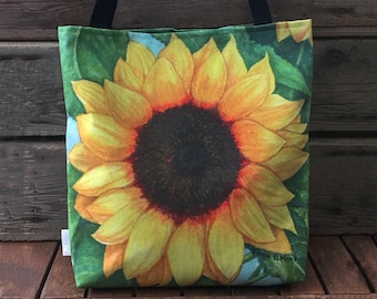 Sunflower Illustrated Tote Bag