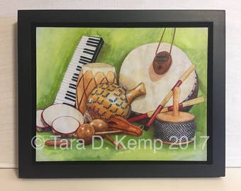 Framed Gliceé Print - "Percussion" - 8 x 10"