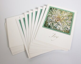 Botanical Illustration Greeting Cards Set - White Flowering Kale with Joy