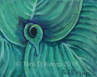 Hosta One - Original Acrylic Painting on Canvas 10 x 8"