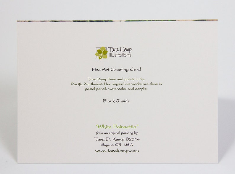 White Poinsettia Botanical Illustration Greeting Cards Set of 8 image 4