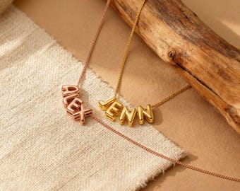 Custom Bubble Name Necklace, Personalized 3D Letter Jewelry