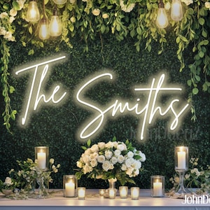 Custom Wedding Neon Sign, Personalized Neon Sign, Custom Last Name Neon Sign Wedding Decor, Home Decor Wall Decor, Wedding Gift