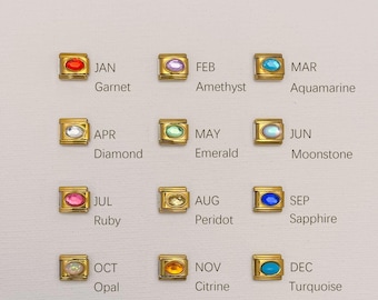 Italian Bracelet Gemstone Charms, 9MM Charms, Birthstone Charm Links, Stainless Steel Italian Charms, Adjustable Bracelet, Buy 1 get 1 free