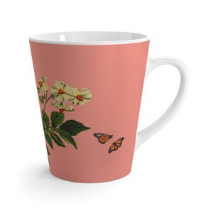 Nature Latte Mug Boho Ceramic Gift 12oz - Vintage Garden Royal Boho Collection: Royal Monarch Latte Mug - Heritage Bronze & Heritage Yellow