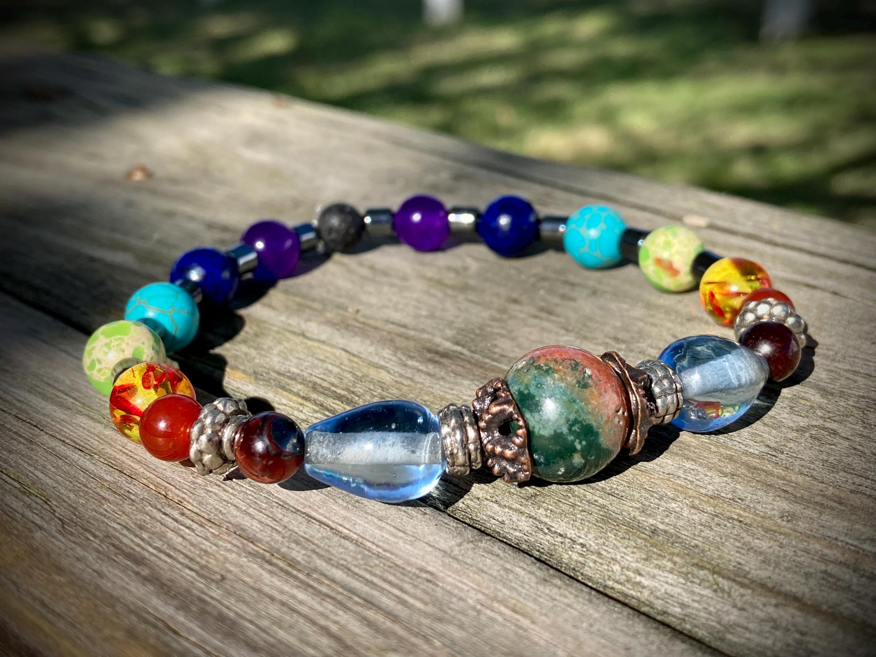 本物のカスタムチャクラレインボーシーケンスジェムストーン