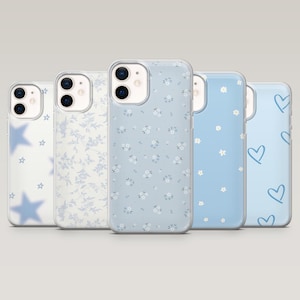 Baby Blau Handy Hülle Minimalist Blau gemustert, für iPhone 16 Pro, 15, 14, 13, 12, Samsung S25+, S24FE, S23, S22, A16, A55,A25,Pixel 9