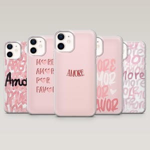 Love Quote-telefoonhoesje Amore Italian Quote Cover voor iPhone 16 Pro, 15, 14, 13, 12, Samsung S25, S24FE, S23, S22, A16, A55, A25, Pixel 9Pro