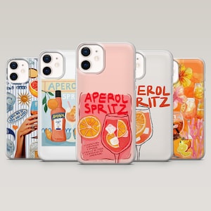 Coque d'été cocktail Aperol Spritz pour iPhone 16 Pro, 15, 14, 13, 12, Samsung S25+, S24FE, S23, S22, A16, A55, A25, Pixel 9Pro