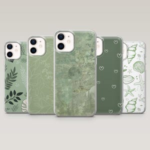 Funda para teléfono verde salvia con estética verde natural para iPhone 16 Pro, 15, 14, 13, 12, Samsung S25, S24FE, S23, S22, A16, A25, Pixel 9Pro, 8A