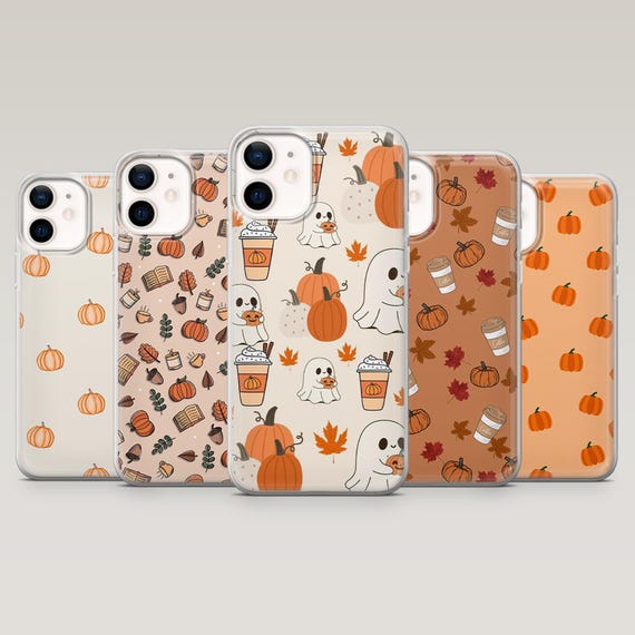 Pumpkin Phone Case Coffee Autumn Cover for iPhone 17Pro, 16, 15, 14, 13, 12, Samsung S25, S24, S23Fe, S22, A16, A26, A56, Pixel 10, 9Pro