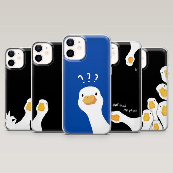 Duck Phone Case Funny Goose Meme Cover for iPhone 16 Pro, 15, 14, 13, 12, Samsung S25+, S24FE, S23, S22, A16, A55, A25, Pixel 9Pro, 8A