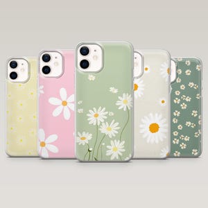Custodia per telefono Daisy Flower, modello Bouquet minimalista, per iPhone 16 Pro, 15, 14, 13, 12, Samsung S25, S24, S23FE, S22, A16, A55, A25, Pixel 9
