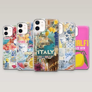 Amalfikust telefoonhoesje Italiaanse zomercover voor iPhone 16 Pro, 15, 14, 13, 12, Samsung S25+, S24FE, S23, S22, A16, A55, A25, Pixel 9