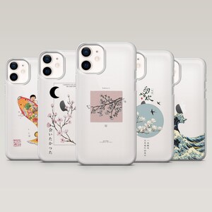 Custodia trasparente per telefono giapponese, custodia minimalista giapponese per iPhone 16 Pro, 15, 14, 13, 12, Samsung S25, S24FE, S23, S22, A16, A55, A25, Pixel 9, 8A