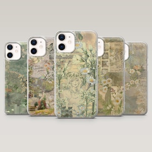 Cottage Core Phone Case Botanical Green Aesthetic Cover for iPhone 16 Pro, 15, 14, 13, 12, Samsung S25+, S24FE, S23, S22, A16, A55,Pixel 9