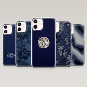 Coque pour iPhone 16 Pro, 15, 14, 13, 12, Samsung S25+, S24FE, S23, S22, A16, A55, Pixel 9,8A, bleu marine