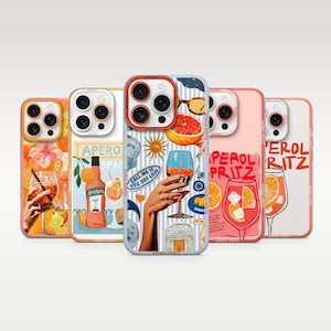Coque de portable Aperol Spritz Cocktail frais Aperol Coque pour iPhone 16 Pro, 15, 14, 13, 12, Samsung S25, S24, S23FE, S22, A16, A55, A15