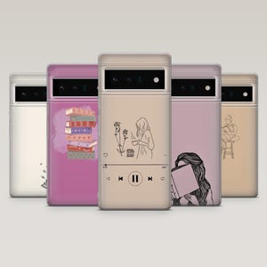 Custodia per telefono Bookish, custodia minimalista per amanti dei libri per Google Pixel 9, 9Pro, 8A, 7Pro, 6A, Samsung S25+, S24Fe, S23, A25, A16, A55, iPhone 16, 15