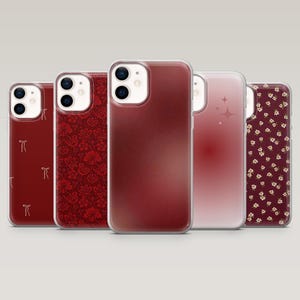 Coque de portable rouge de luxe Aura florale rouge pour iPhone 16 Pro, 15, 14, 13, 12, Samsung S25+, S24FE, S23, S22, A16, A55, A25, Pixel 9, 8A