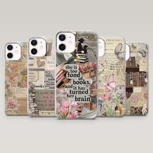 Bookish Handyhülle Vintage Buch Booklover Cover für iPhone 16 Pro, 15, 14, 13, 12, Samsung S25+, S24FE, S23, S22, A16, A25, Pixel 9Pro, 8A