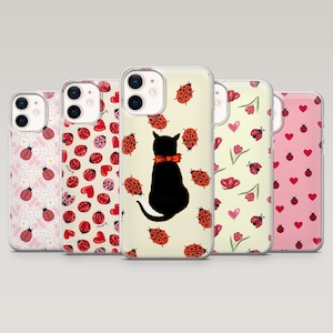 Coque anti-insectes Lady Bug pour iPhone 16 Pro, 15, 14, 13, 12, Samsung S25, S24FE, S23, S22, A16, A55, A25, Pixel 9Pro, 8A