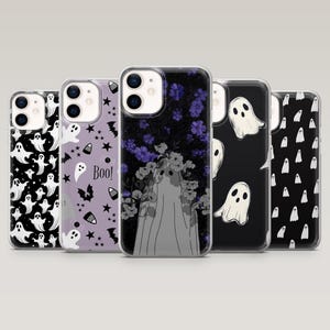 Spooky Phone Case Gothic Ghost Cover for iPhone 16 Pro, 15, 14, 13, 12, Samsung S25, S24, S23, S22, A16, A55, A25, Pixel 9Pro, 8A