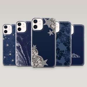 Navy Blau Muster Handy Hülle, Schlichte, Marineblau ästhetik, für iPhone 16 Pro, 15, 14, 13, 12, Samsung S25+, S24FE, S23, S22, A16, A55, A25, Pixel 9,8A