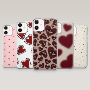 Herzen Handyhülle Love Red Hearts Cover für iPhone 16 Pro, 15, 14, 13, 12, Samsung S25, S24FE, S23, S22, A16, A55, Pixel 9Pro, 8A