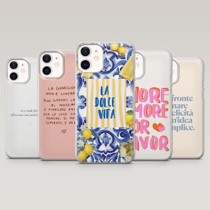 Custodia estiva per telefono con citazione italiana per iPhone 16 Pro, 15, 14, 13, 12, Samsung S25, S24FE, S23, S22, A16, A55, A25, Pixel 9