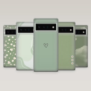 Coque de portable vert sauge minimaliste et simple, coque verte pour Google Pixel 9, 9Pro, 8A, 7Pro, 6A, Samsung S25, S24Fe, S23, A25, A16, A55, iPhone 16