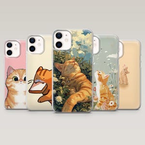 Étui de téléphone chat roux pour iPhone 16 Pro, 15, 14, 13, 12, Samsung S25+, S24FE, S23, S22, A16, A55, A25, Pixel 9Pro, 8A