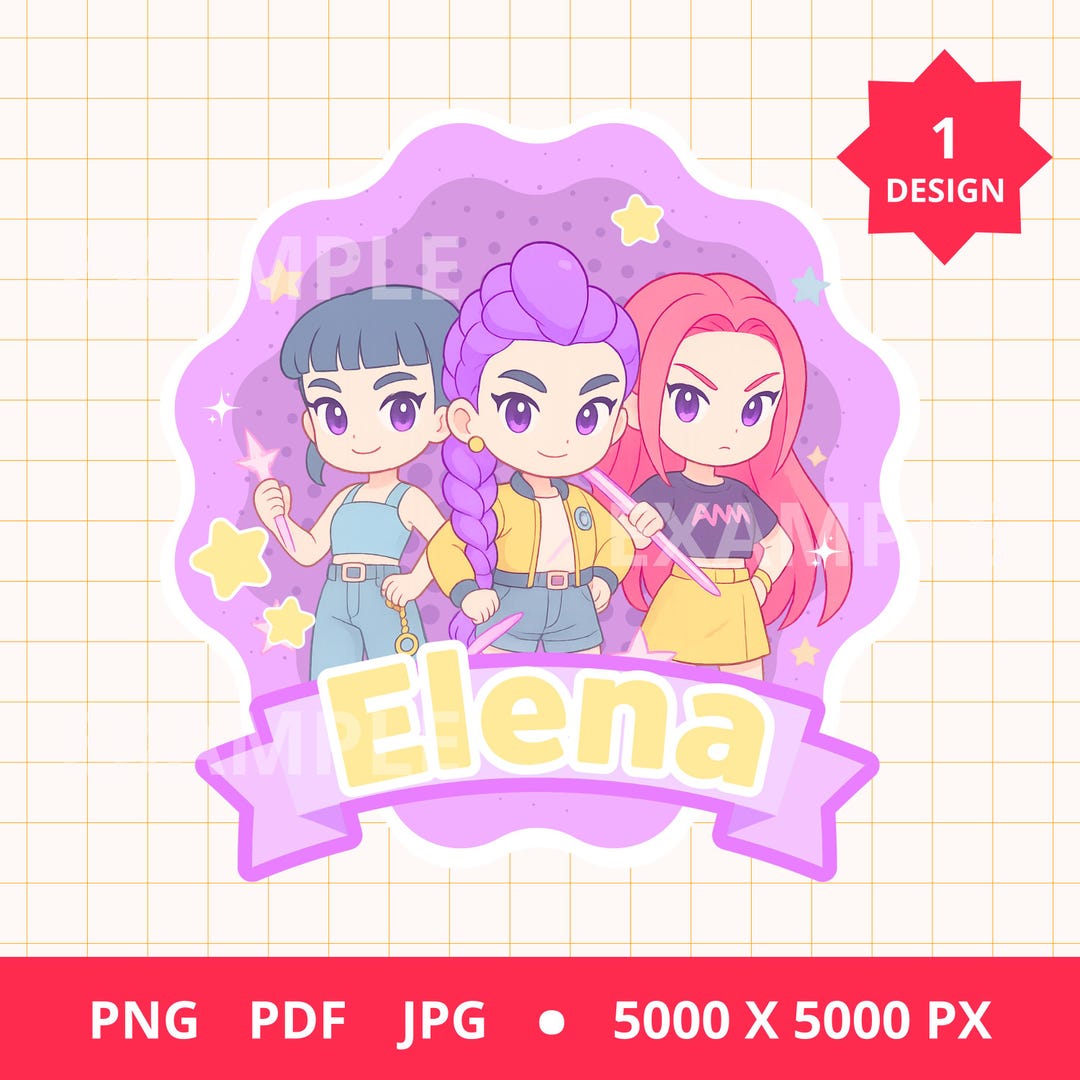 Chibi Rv Clipart Chibi K-Pop Hunter, PNG, PDF, JPG couleur pastel, décoration de ...