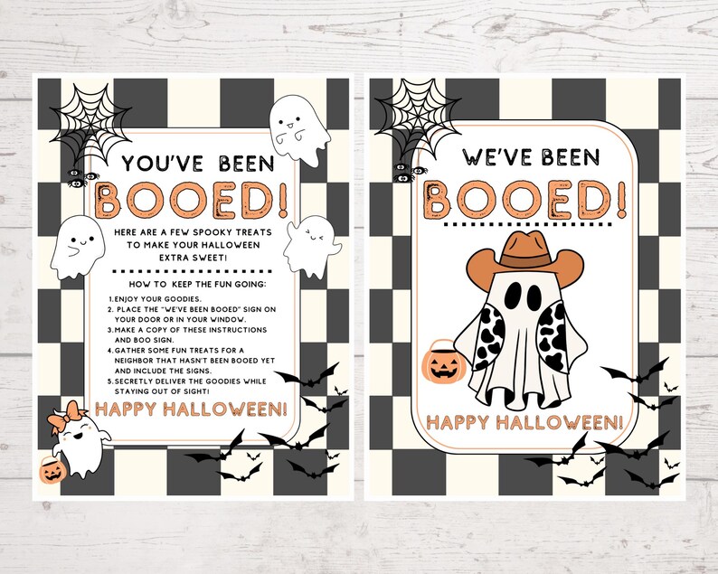 Printable Cute Black Ghost Halloween You've Been Booed Sign-5-spooky ...