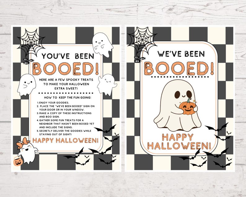 Printable Cute Black Ghost Halloween You've Been Booed Sign-5-spooky ...