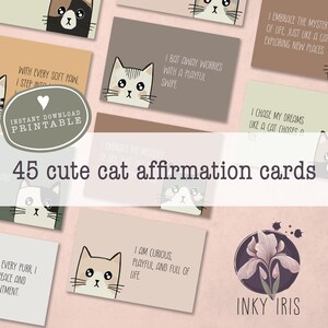 45 cartes d'affirmation pour les amoureux des chats | Affirmations amusantes et positives | Soins personnels | Numérique | Téléchargement instantané | Imprimable