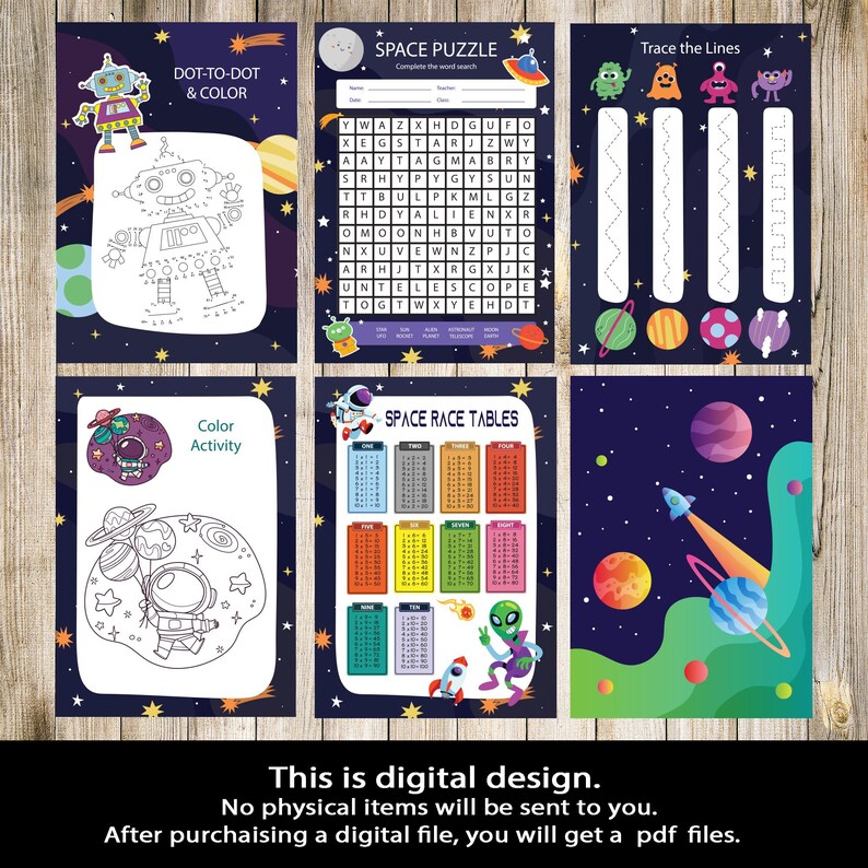Space Activity Color Book, Kids Space Activity Book, Solar System Games ...