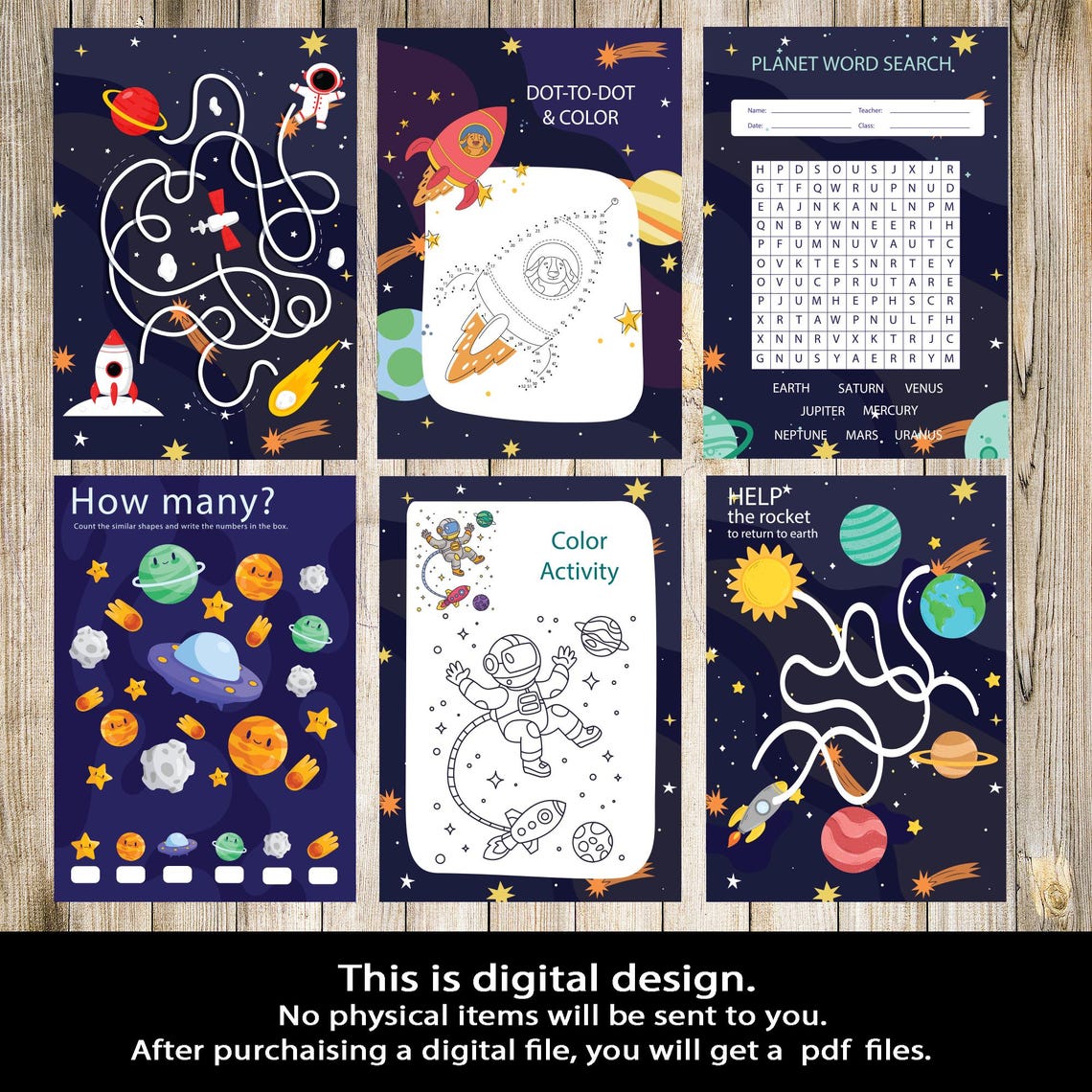 Space Activity Color Book, Kids Space Activity Book, Solar System Games ...