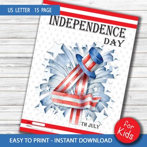 4th of July Coloring Pages for Kids, Patriotic Printable Activity Book, Independence Day Crafts, USA Themed PDF